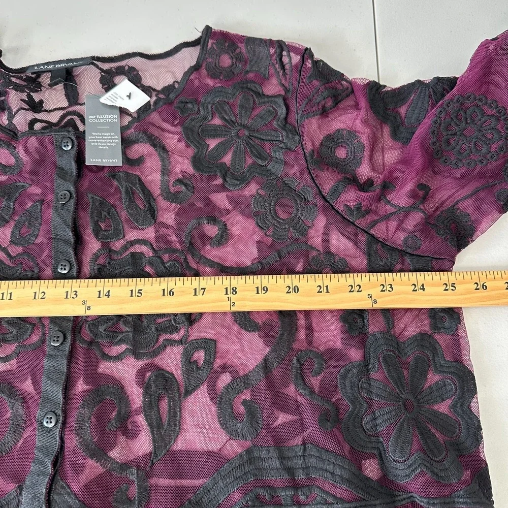 Lane Bryant Sheer Lace Tunic Top Size 22 Whimsigoth - Picture 10 of 13